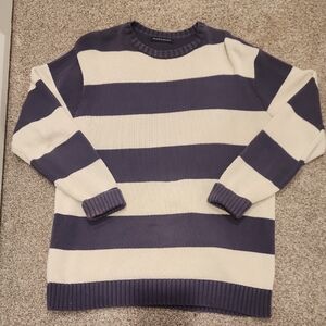 Brandy Melville Navy and White Striped Crewneck Sweater